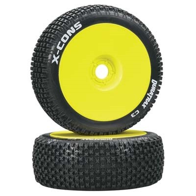 [DURATRAX] Duratrax 1/8 X-Cons Buggy Tire C3 Mounted Yellow (2)