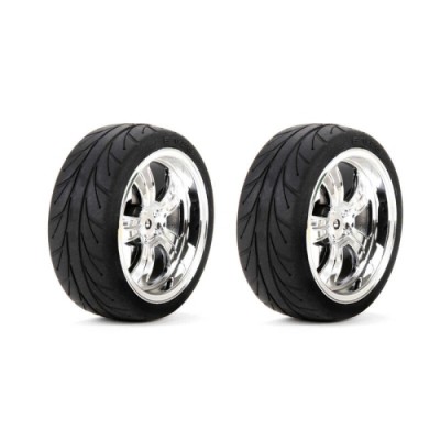 [TEAM LOSI] Mounted FR 5-Spoke Wheel Tire 54x26mm Chrome (2)