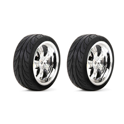 [TEAM LOSI] Mounted RR 5-Spoke Wheel Tire 54x30mm Chrome (2)