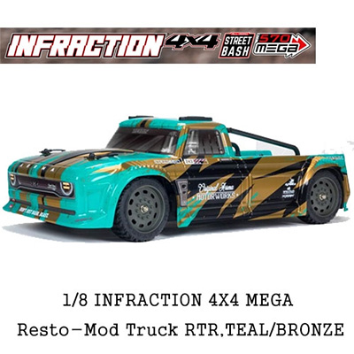 [ARRMA] �Ƹ��� 1/8 �������� 4X4 �ް� ������� ��� Ʈ�� RTR, TEAL/BRONZE - ���͸�, ������ �ʿ�