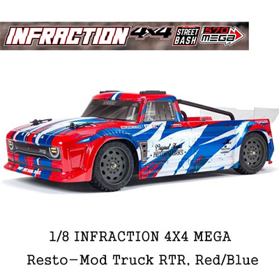 [ARRMA] �Ƹ��� 1/8 �������� 4X4 �ް� ������� ��� Ʈ�� RTR, Red/Blue - ���͸�, ������ �ʿ�