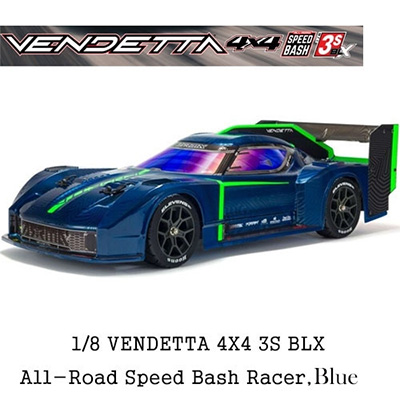 [ARRMA] �Ƹ��� 1/8 ����Ÿ 4X4 3�� BLX �귯������ �÷ε� ���ǵ� ���̼�, Blue - ���͸�, ������ �ʿ�