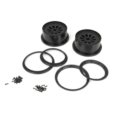 [TEAM LOSI] 1/5 Wheel and Beadlock Set 4.75, 24mm Hex, Black (2): 5IVE-T