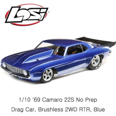 [TEAM LOSI] 1/10 69 Camaro 22S No Prep Drag Car, Brushless 2WD RTR, Blue - ���͸�, ������ �ʿ�