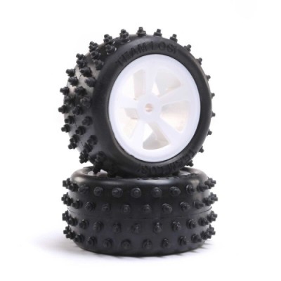 [TEAM LOSI] 4 Row Rear Tires, Mounted, White (2): Mini JRX2