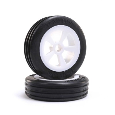 [TEAM LOSI] Rib Front Tires, Mounted, White (2): Mini JRX2