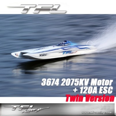 TFL Zonda Rc Boat : White & Blue : Twin Drive V2 (3674 2075KV Motor 120A ESC x 2set)