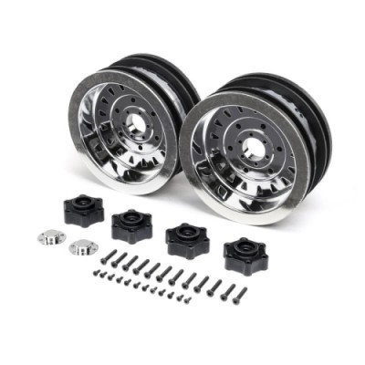 [TEAM LOSI] D&D Mega Truck Wheel, Chrome (2): LMT Mega