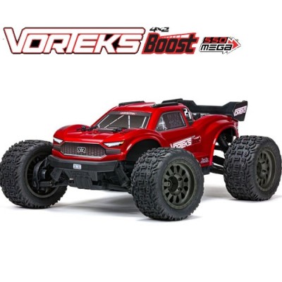 [ARRMA] 1/10 VORTEKS 4X2 BOOST MEGA 550 Brushed Stadium Truck RTR, Red