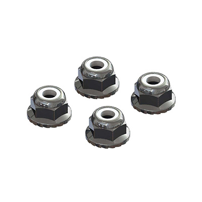 [ARRMA] AR708008 Flanged Nyloc Locknut 4mm Silver (4)