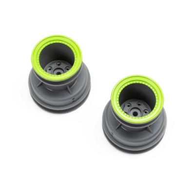 [TEAM LOSI] MT Wheel, Green Beadlock, Lt Grey(2): Mini LMT