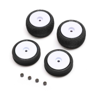 [TEAM LOSI] Tires & Wheels Mounted, White: Micro-B
