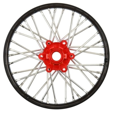 [PROLINE-RACING] PRO283600T2 1/4 Pro-Spec Aluminum V2 Bead Front Wheel Black/Red (1): Promoto-MX