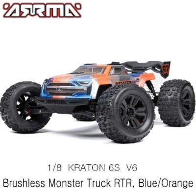 [ARRMA] 1/8 KRATON 6S V6 4X4 BLX Brushless Speed Monster Truck RTR, Blue/Orange