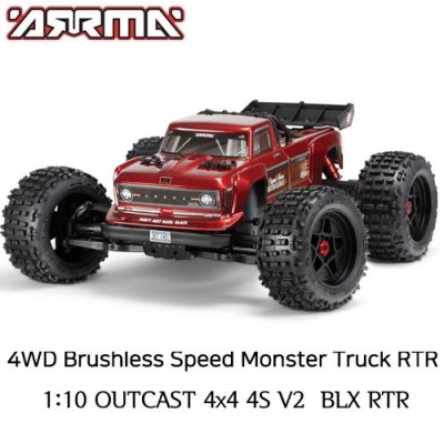 [ARRMA] 1/10 OUTCAST 4X4 4S V2 BLX Stunt Truck RTR, Red (���͸�, ������ �ʿ�)