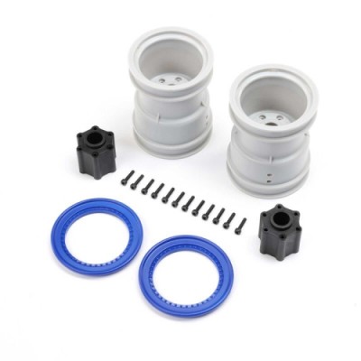[TEAM LOSI] 2.6 Wheel with Beadlock Rings, Blue (2): LMT 2.0