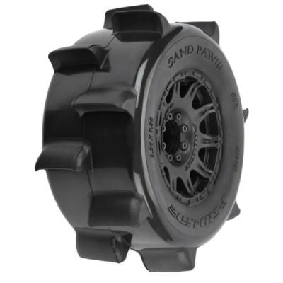 [PROLINE-RACING] 10268-10 1/8 Sand Paw HP BELTED F/R 3.8 MT Tires Mounted 17mm Black Raid (2)