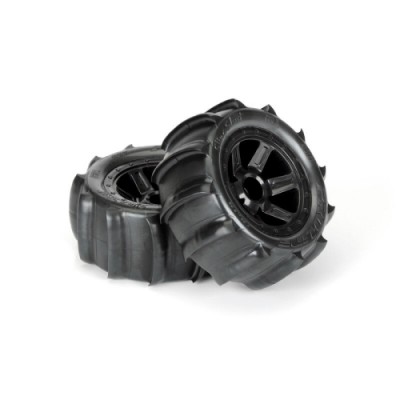 [PROLINE-RACING] 10101-10 Sling Shot 2.2 Sand Tires Mounted on Desperado Black 12mm Wheels