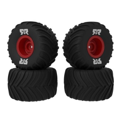 [ARRMA] ARA-2585 dBoots Chevron MT Tire Set Glued (Red) (2 Pairs) - GROM