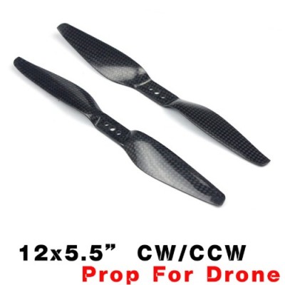 [HZ] 12x5.5 3K Carbon Fiber Propellers CW/CCW 1 Pair (Light Weight)