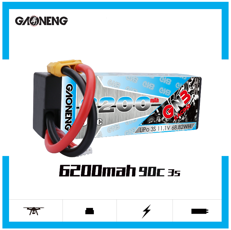 �˾���ũ GNB62003S90W [GNB] 11.1V 6200mAh 90C ��Ƭ������ ���͸� (�ϵ����̽�) - XT90 �� 1