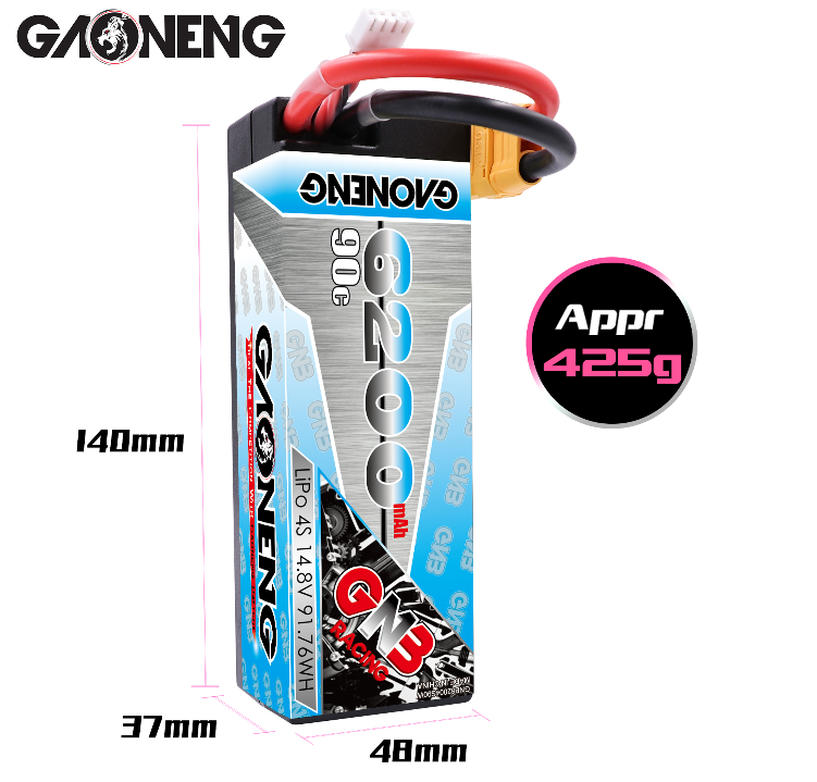 �˾���ũ GNB62003S90W [GNB] 11.1V 6200mAh 90C ��Ƭ������ ���͸� (�ϵ����̽�) - XT90 �� 2